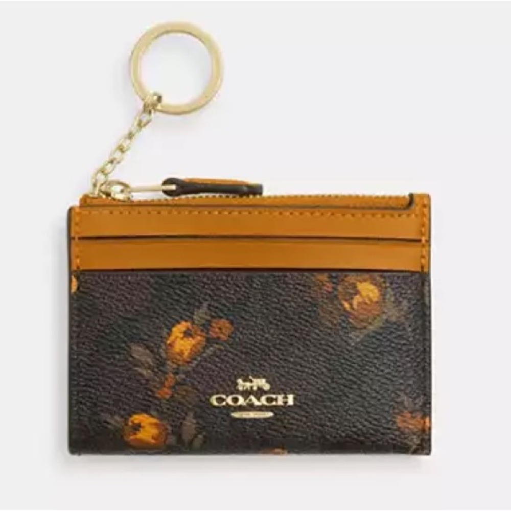 Nwt coach Mini Skinny Id Case In Signature Canvas With Floral Print 🧡